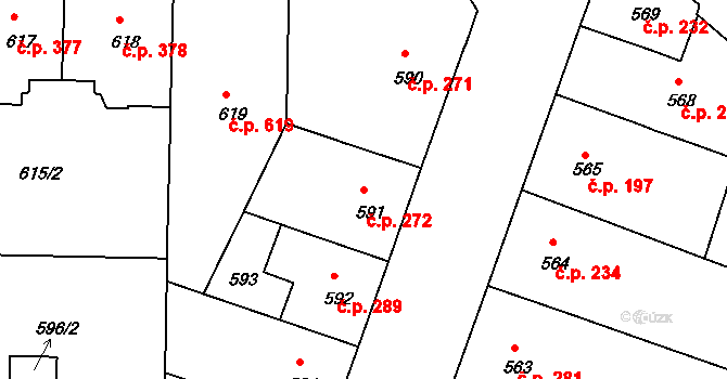 Nusle 272, Praha na parcele st. 591 v KÚ Nusle, Katastrální mapa