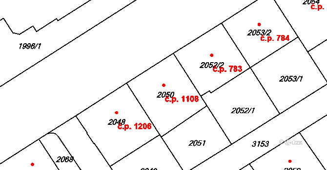 Nusle 1108, Praha na parcele st. 2050 v KÚ Nusle, Katastrální mapa