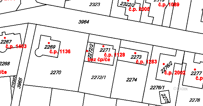 Modřany 1128, Praha na parcele st. 2271 v KÚ Modřany, Katastrální mapa