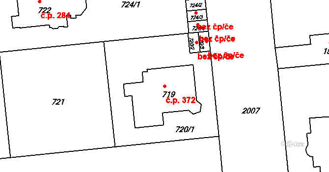 Bubeneč 372, Praha na parcele st. 719 v KÚ Bubeneč, Katastrální mapa