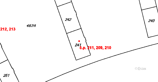 Neředín 209,210,211, Olomouc na parcele st. 243 v KÚ Neředín, Katastrální mapa
