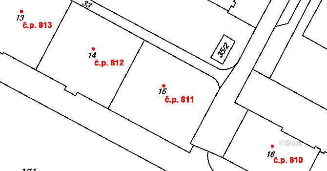 Šumbark 811, Havířov na parcele st. 15 v KÚ Šumbark, Katastrální mapa