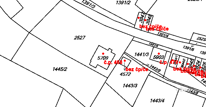 Kryblice 468, Trutnov na parcele st. 5709 v KÚ Trutnov, Katastrální mapa