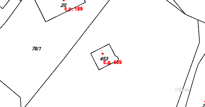 Hraštice 169, Skuhrov nad Bělou na parcele st. 453 v KÚ Skuhrov nad Bělou, Katastrální mapa