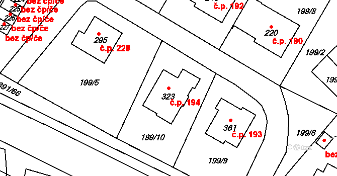 Horní Libchavy 194, Libchavy na parcele st. 323 v KÚ Horní Libchavy, Katastrální mapa