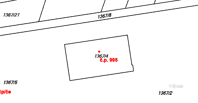 Jemnice 995 na parcele st. 1367/4 v KÚ Jemnice, Katastrální mapa