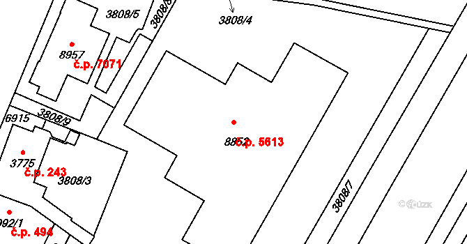 Zlín 5613 na parcele st. 8852 v KÚ Zlín, Katastrální mapa