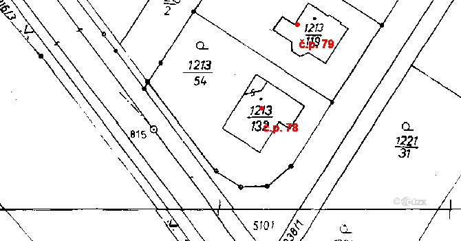 Poděbrady V 78, Poděbrady na parcele st. 1213/132 v KÚ Poděbrady, Katastrální mapa