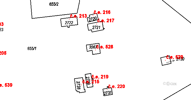 Úšovice 528, Mariánské Lázně na parcele st. 3067 v KÚ Úšovice, Katastrální mapa