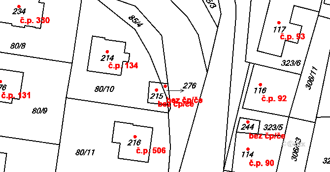 Tuchoměřice 39604322 na parcele st. 276 v KÚ Tuchoměřice, Katastrální mapa