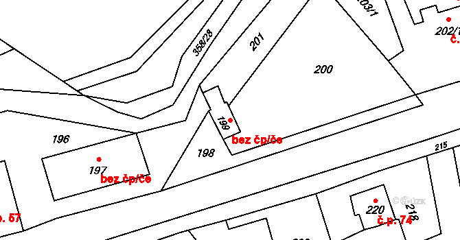 Troubelice 41333322 na parcele st. 199 v KÚ Pískov, Katastrální mapa