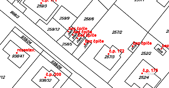 Osvračín 41744322 na parcele st. 257/4 v KÚ Osvračín, Katastrální mapa