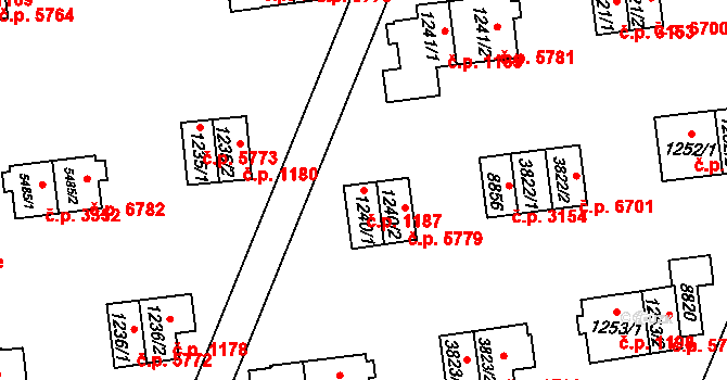 Zlín 1187 na parcele st. 1240/1 v KÚ Zlín, Katastrální mapa