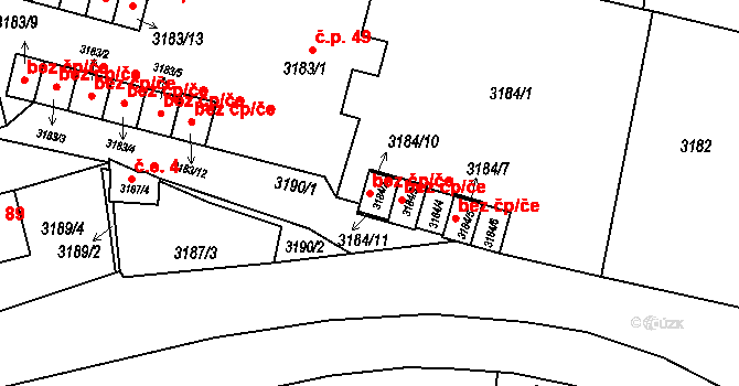 Moravská Třebová 42606322 na parcele st. 3184/2 v KÚ Moravská Třebová, Katastrální mapa