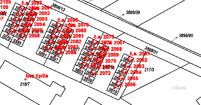 Řečkovice 2068, Brno na parcele st. 5605 v KÚ Řečkovice, Katastrální mapa