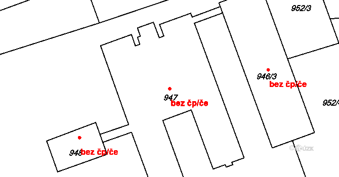 Grygov 47293322 na parcele st. 947 v KÚ Grygov, Katastrální mapa