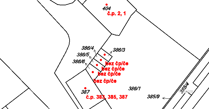 Brno 48103322 na parcele st. 386/3 v KÚ Štýřice, Katastrální mapa