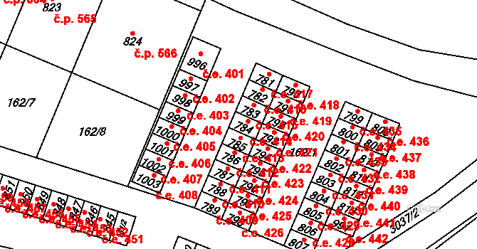 Tovačov I-Město 414, Tovačov na parcele st. 784 v KÚ Tovačov, Katastrální mapa