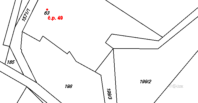 Rychnov 49, Krouna na parcele st. 63 v KÚ Rychnov, Katastrální mapa