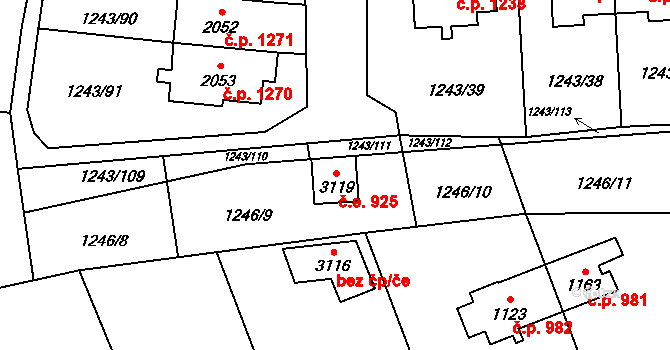Lipník nad Bečvou I-Město 925, Lipník nad Bečvou na parcele st. 3119 v KÚ Lipník nad Bečvou, Katastrální mapa