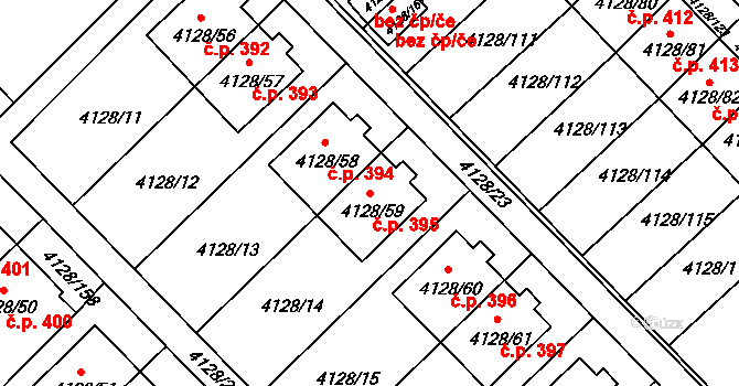 Choceňské Předměstí 395, Vysoké Mýto na parcele st. 4128/59 v KÚ Vysoké Mýto, Katastrální mapa