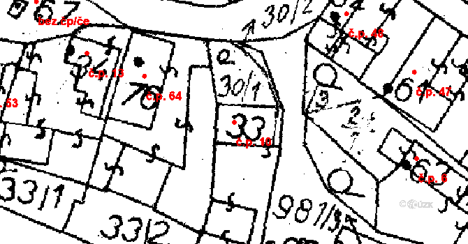 Puclice 10 na parcele st. 33 v KÚ Puclice, Katastrální mapa