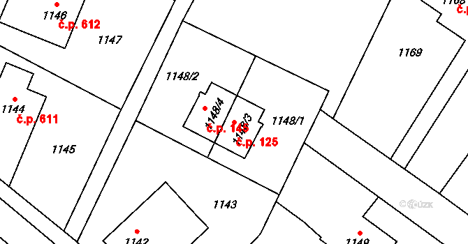 Klimkovice 125 na parcele st. 1148/3 v KÚ Klimkovice, Katastrální mapa