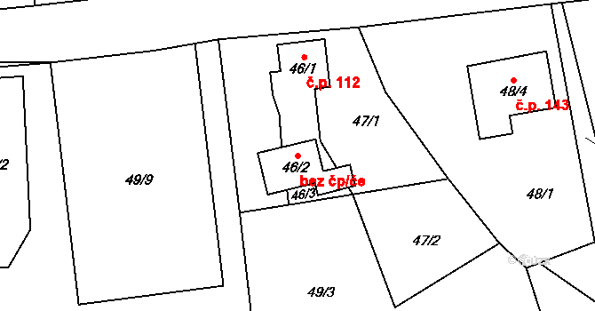 Mírová 87221322 na parcele st. 46/2 v KÚ Mírová, Katastrální mapa