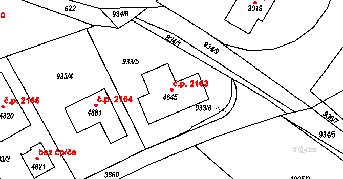 Česká Třebová 2163 na parcele st. 4845 v KÚ Česká Třebová, Katastrální mapa