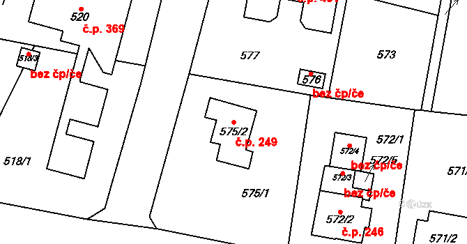 Senec 249, Zruč-Senec na parcele st. 575/2 v KÚ Senec u Plzně, Katastrální mapa