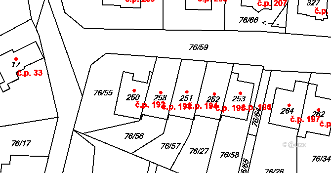 Lípa 193 na parcele st. 258 v KÚ Lípa u Havlíčkova Brodu, Katastrální mapa