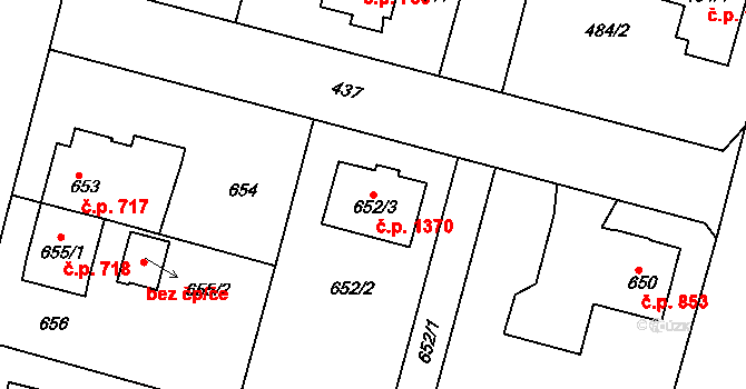 Kostelec nad Orlicí 1370 na parcele st. 652/3 v KÚ Kostelec nad Orlicí, Katastrální mapa