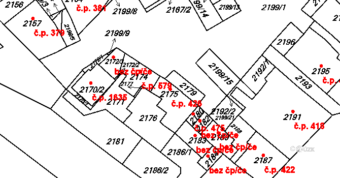 Pohořelice 426 na parcele st. 2175 v KÚ Pohořelice nad Jihlavou, Katastrální mapa