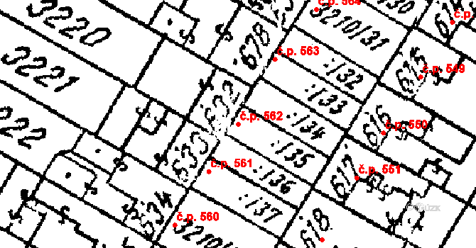 Tvrdonice 562 na parcele st. 632 v KÚ Tvrdonice, Katastrální mapa