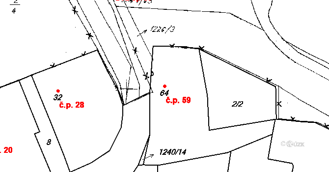 Mantov 59, Chotěšov na parcele st. 64 v KÚ Mantov, Katastrální mapa
