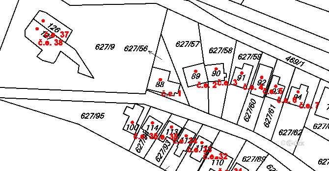 Křenůvky 1, Myslejovice na parcele st. 88 v KÚ Křenůvky, Katastrální mapa