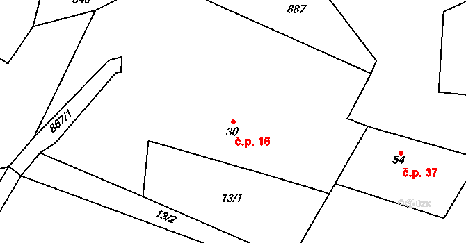Janovická Lhota 16, Uhlířské Janovice na parcele st. 30 v KÚ Janovická Lhota, Katastrální mapa