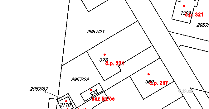 Týnec nad Sázavou 221 na parcele st. 373 v KÚ Týnec nad Sázavou, Katastrální mapa