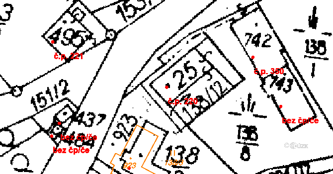 Opatov 220 na parcele st. 25 v KÚ Opatov v Čechách, Katastrální mapa
