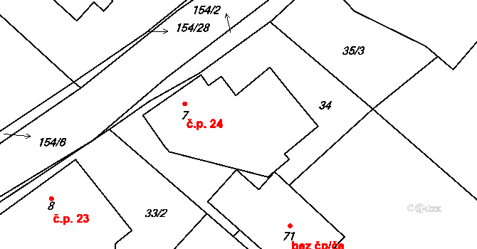 Olešnice 24, Bouzov na parcele st. 7 v KÚ Olešnice u Bouzova, Katastrální mapa
