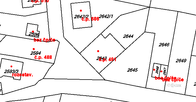 Mimoň I 491, Mimoň na parcele st. 2643 v KÚ Mimoň, Katastrální mapa