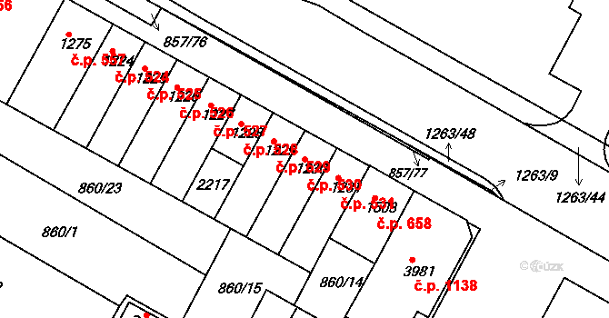 Valdické Předměstí 530, Jičín na parcele st. 1230 v KÚ Jičín, Katastrální mapa