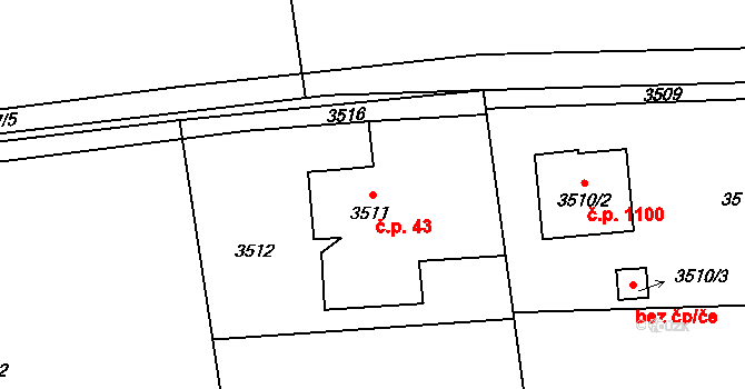 Dolní Lutyně 43 na parcele st. 3511 v KÚ Dolní Lutyně, Katastrální mapa