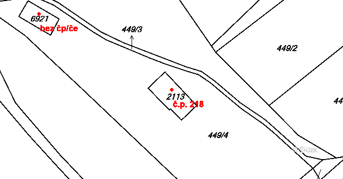 Chrudim II 218, Chrudim na parcele st. 2113 v KÚ Chrudim, Katastrální mapa