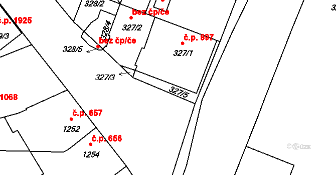 Pelhřimov 897 na parcele st. 327/1 v KÚ Pelhřimov, Katastrální mapa