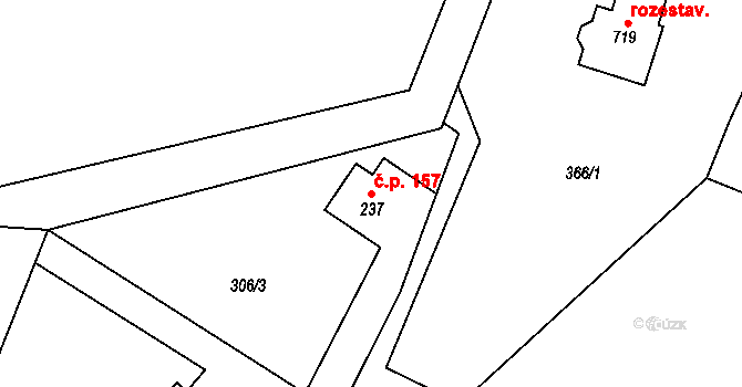 Lubno 157, Frýdlant nad Ostravicí na parcele st. 237 v KÚ Lubno, Katastrální mapa