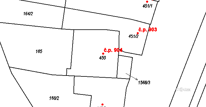 Litovel 904 na parcele st. 450 v KÚ Litovel, Katastrální mapa