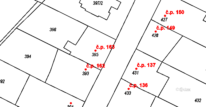 Klikov 163, Suchdol nad Lužnicí na parcele st. 395 v KÚ Klikov, Katastrální mapa