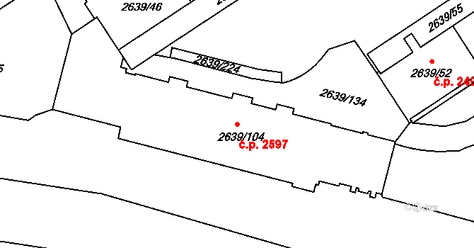 Žižkov 2597, Praha na parcele st. 2639/104 v KÚ Žižkov, Katastrální mapa