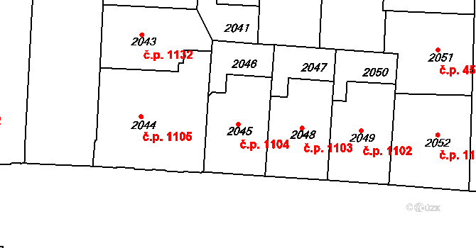 Holešovice 1104, Praha na parcele st. 2045 v KÚ Holešovice, Katastrální mapa
